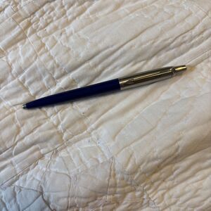 Blue Silver Vintage Parker Arrow Jotter Ballpoint Pen Clicker Clip Made In Uk